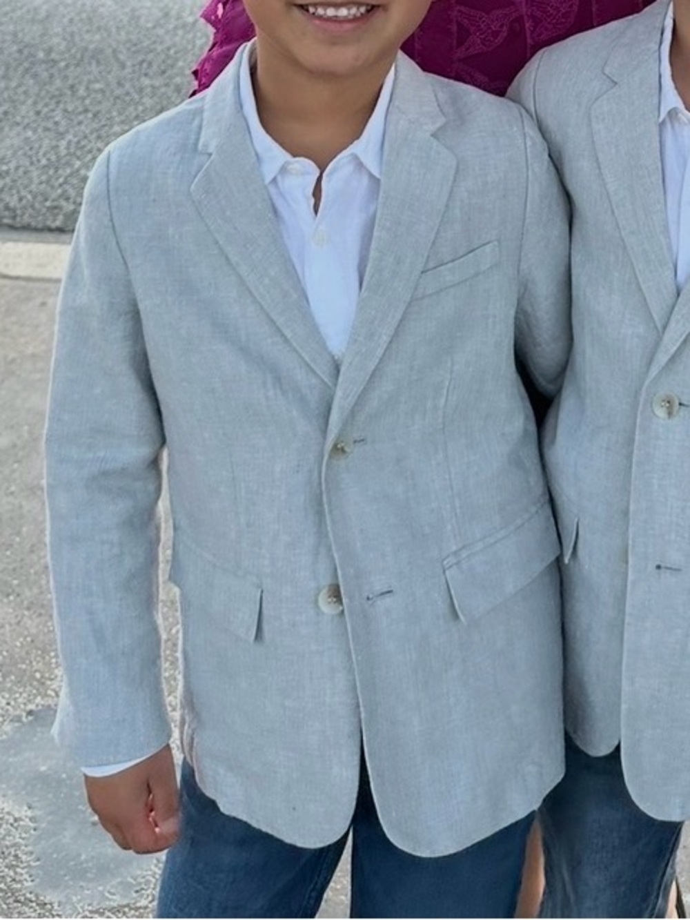 Zara Light Gray Linen-Blend Blazer size 6 kids